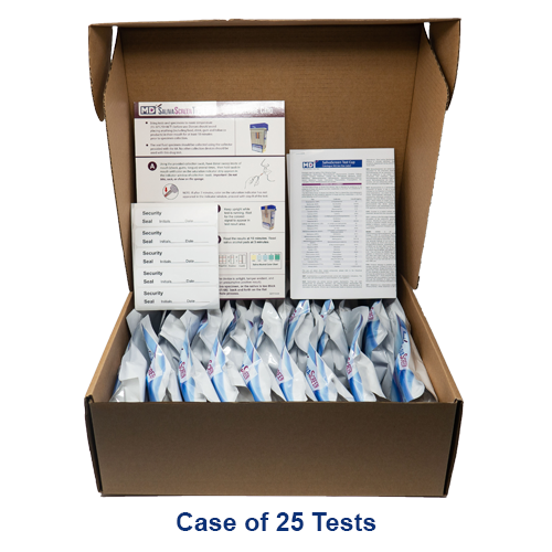 Saliva drug test in box materials propped