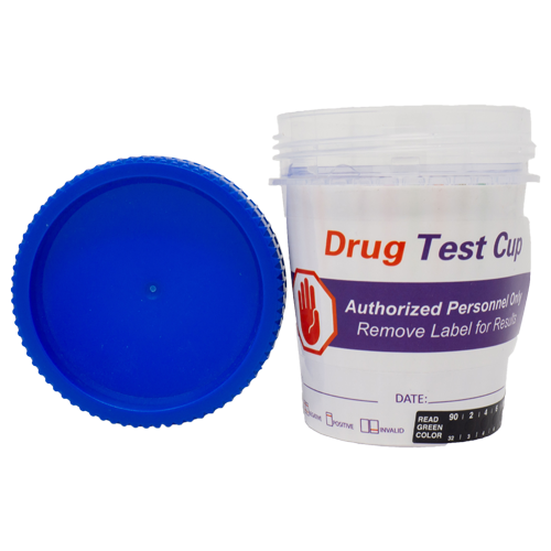 Generic drug test cup cap next to i